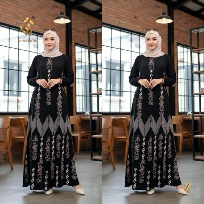 GAMIS RAYON SEMI TWILL ORI EXSLUSIVE Bunga Setrip Polka Dot