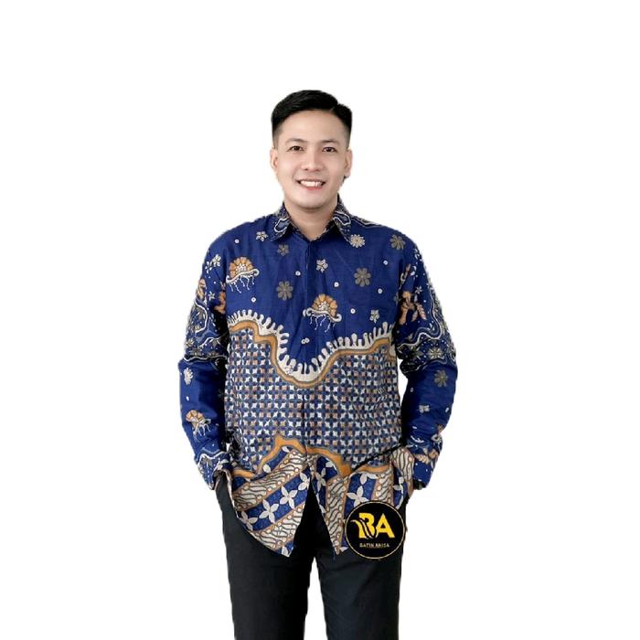 Baju Batik Pria Motif Naga Biru