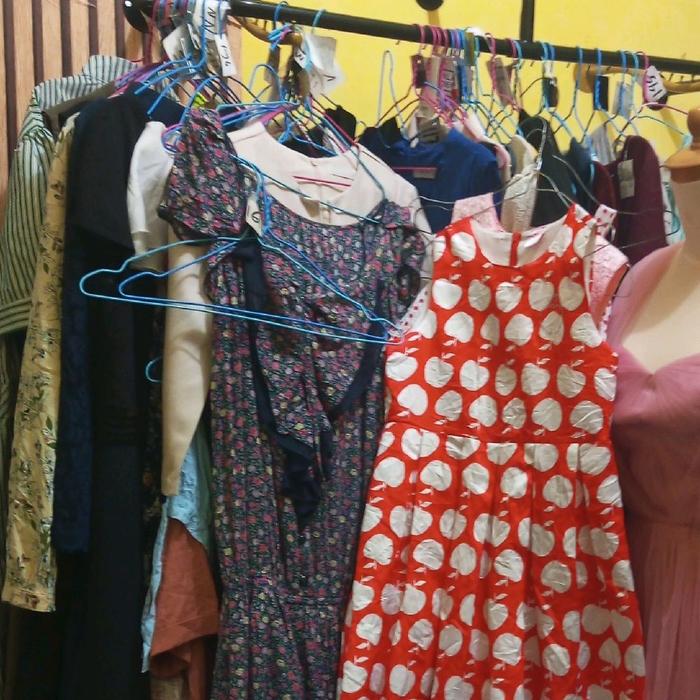 baju dres cantik baju wanita dres mini dres long bunga bunga  katun polka JP ol long dres plisket
