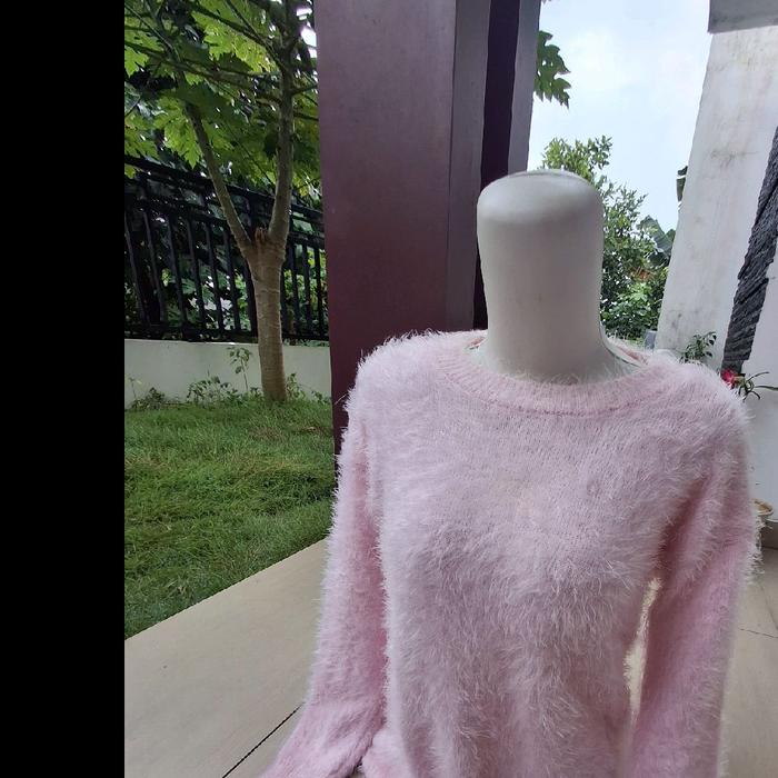 thrift sweater bulu bulu pink