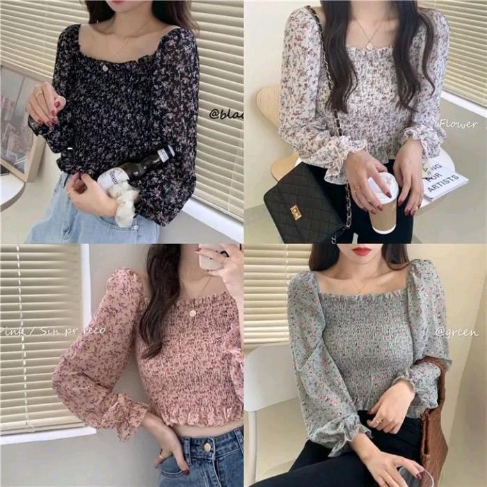 CF - Alice Cute Crop Top / Blouse Flower Cute