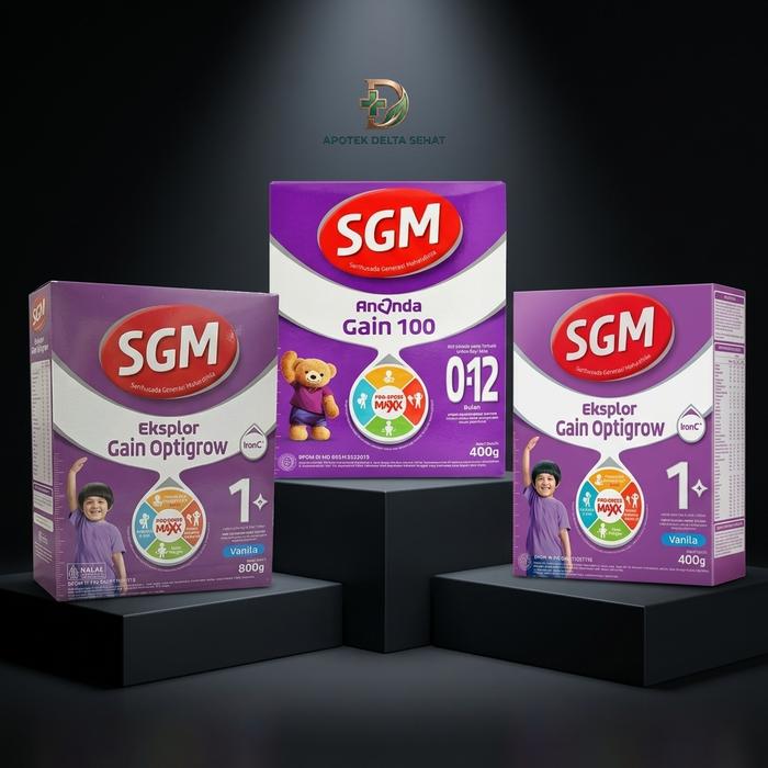 SGM Gain 100 / Gain Optigrow (Ananda 0-12 Bln 400g / Optigrow 1+ Yrs 400g & 800g) - Susu Penambah Be