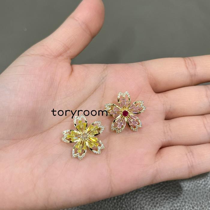 Bros mini dagu bunga kamboja adenium zircon trapezed diamond warna