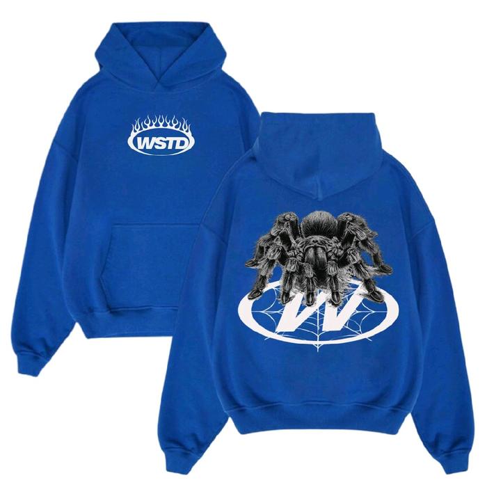 Jaket Hoodie Distro Pria Wanita Sweater Biru Spider Jumper Pullover M_XXL oversized tie dye biru pas