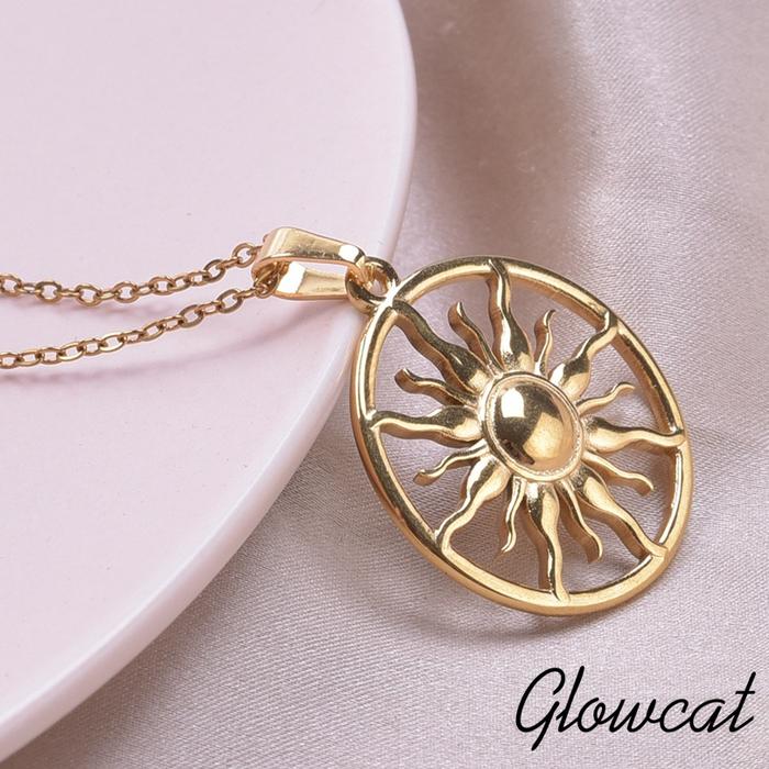 Fashion Round Sun Pendant Necklaces For Women Men Accessories Hope Jewelry Stainless Steel Necklace 