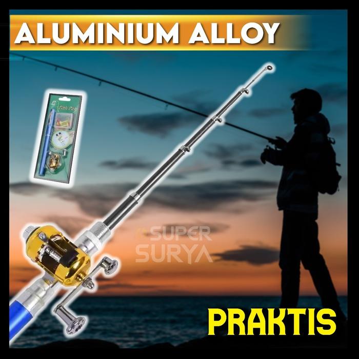 Joran Pulpen Set Lengkap Mini Pancingan Reel Portable 1M Kail Pelampung Benang