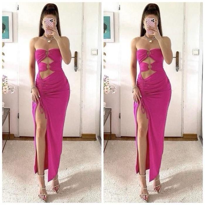 Isabel Long Dress Tube Sexy Wringcle / Maxi Kemben Variasi Ring / Gown dress / Party Gown