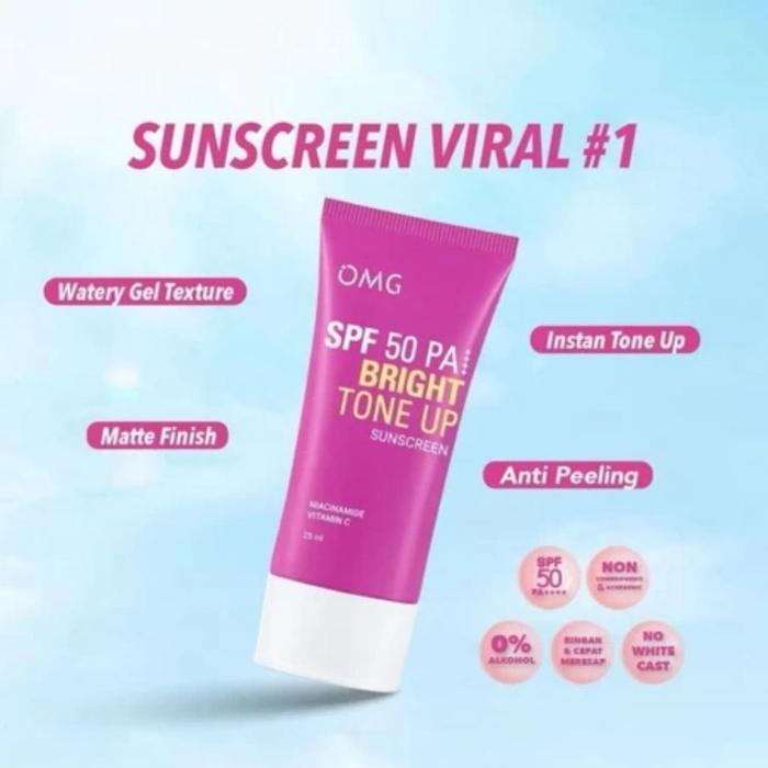 OMG OH MY GLOW UV Barrier Sunscreen SPF50 PA++++ 25ml / 60ml - Mencerahkan dengan kandungan Serum Vi