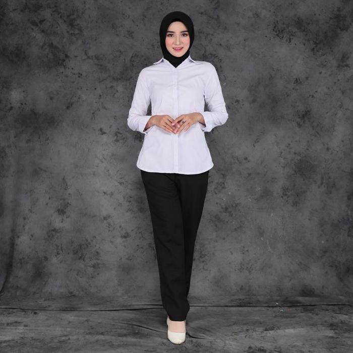 PALING MURAH! Kemeja Standar Putih White Wanita Remaja Dan Dewasa Rayon Crinkle