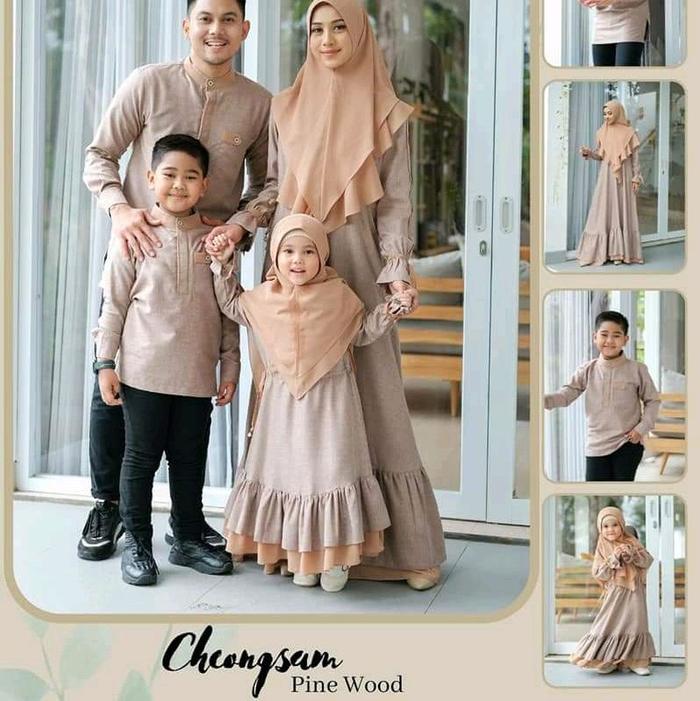 Sarimbit Cheongsam Family series Pine Wood by Kyana Muslim Gamis Lebaran Syari Pasangan Keluarga Cou