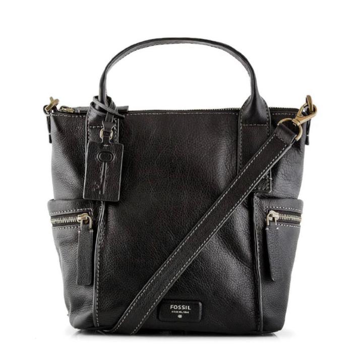 Fossil Tas Emerson Hitam Medium dengan Tali Bahu dan Kantong Zipper untuk Gaya Modern