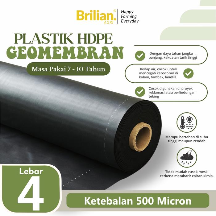 Geomembran HDPE Tebal 500 Micron Lebar 4 Meter