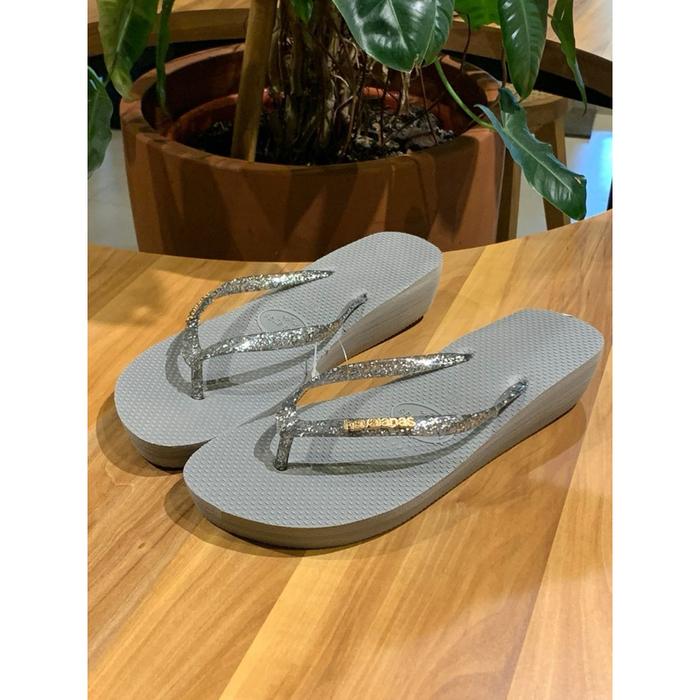 havaianas Silver Sandal Slim Glitter Tinggi 4cm SANDAL JEPIT WANITA TALI GLITTER