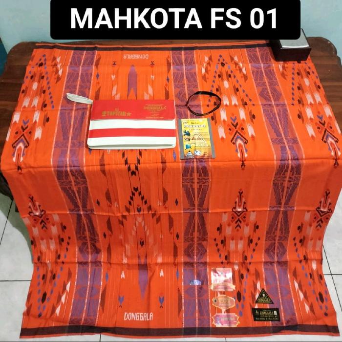 Donggala Sarung MAHKOTA FS 022 Full Sutra Motif Songket Gunung Timbul Proses ATBM Panjang 125 cm x L
