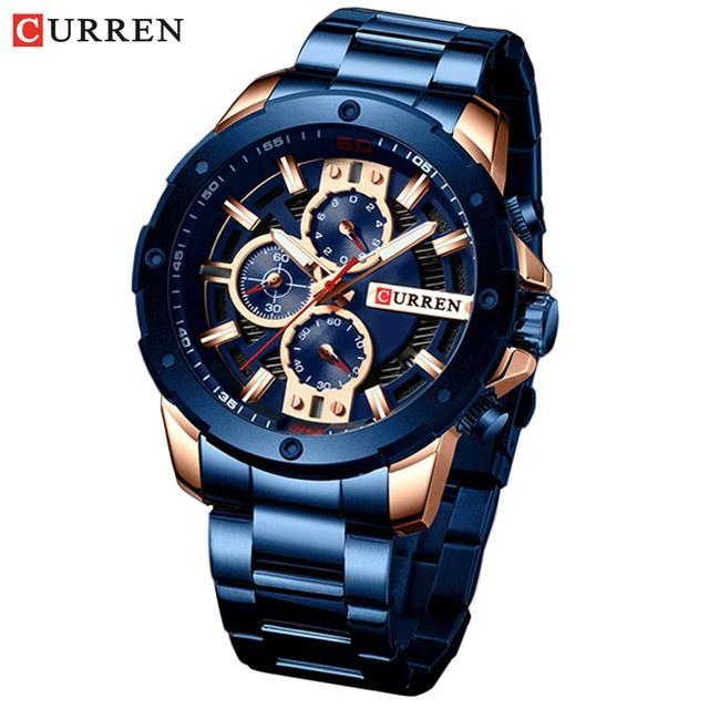 Jam Tangan Pria Analog CURREN 8336 dengan Tali Stainless Steel dan Fitur Chronograph