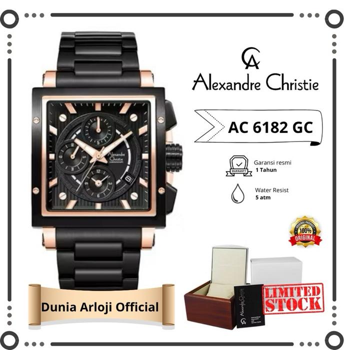 [ Alexandre Christie Official ] ac 6182 GC jam tangan cowok petak alexandre christie Quartz Stainles