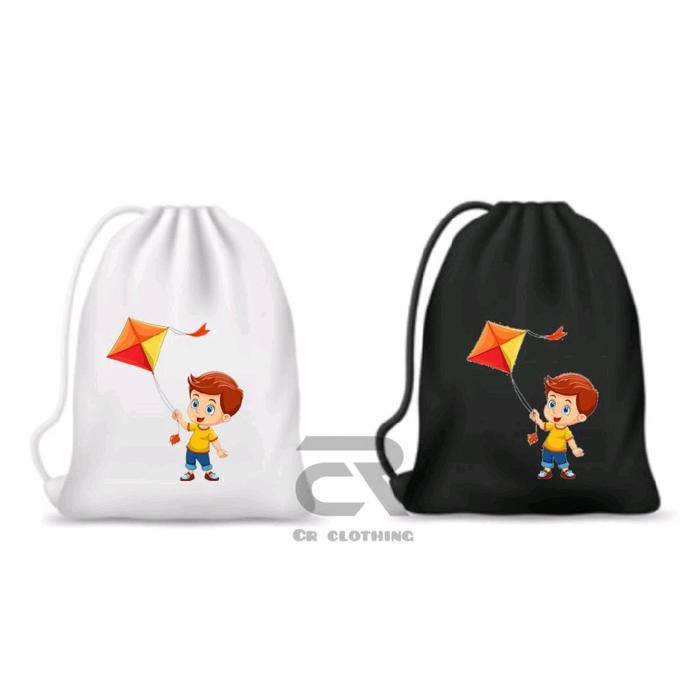 Tas Serut String Bag Layang Layang Free Nama / Tas Anak Lucu Aesthetic / Tas Serbaguna Untuk Traveli