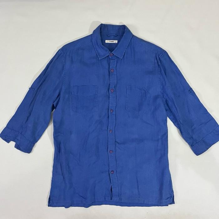 T.I for Men Soft Blue 3/4 Sleeve Linen Shirt no Muji Uniqlo U Carhartt Dickies Supreme Stussy Underc