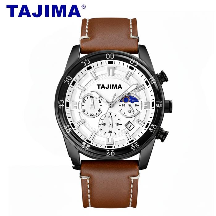 TAJIMA 1861 Jam Tangan Pria Analog Chronograph Casual Quartz Tali Kulit