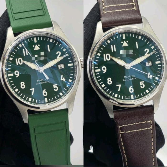 SWISS TIER 5PILOT MARK XX GREEN M+F 40MM SS LEATHER EXTRA RUBBER STRAP CHAT ADMIN UNTUK VARIAN YANG 