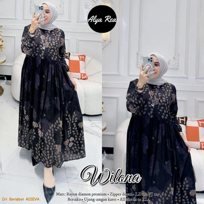 Gamis Terbaru 2025 Lebaran Wanita Import / Gamis Terbaru / Gamis Bunga Premium Crinkle Motif / Gamis