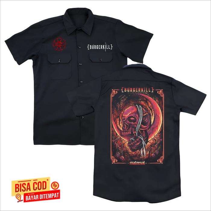 KEMEJA Workshit BURGERKILL X MATERNA DISASTER Pendek Hitam terbaru distro - WORLSHIT Burgerkill Hita