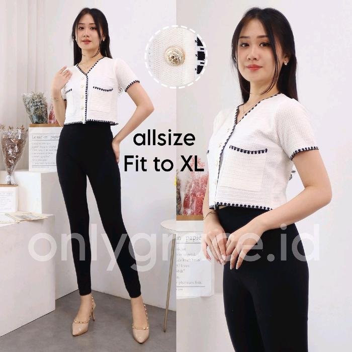 Crop Top Knit Blouse Rajut Blouse Knit Import Crop Rajut Import Lengan Pendek