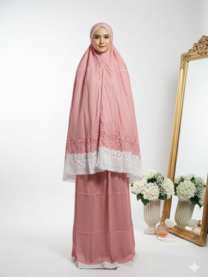 Mukena Aisyah Katun Jepang Ori Bordir Kerancang Padang Ukuran Jumbo Kualitas Terbaik