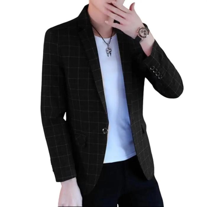 Jas blazer pria motif kotak-kotak kasual formal - jas santai kantoran-pernikahan-pengajian-blazer po