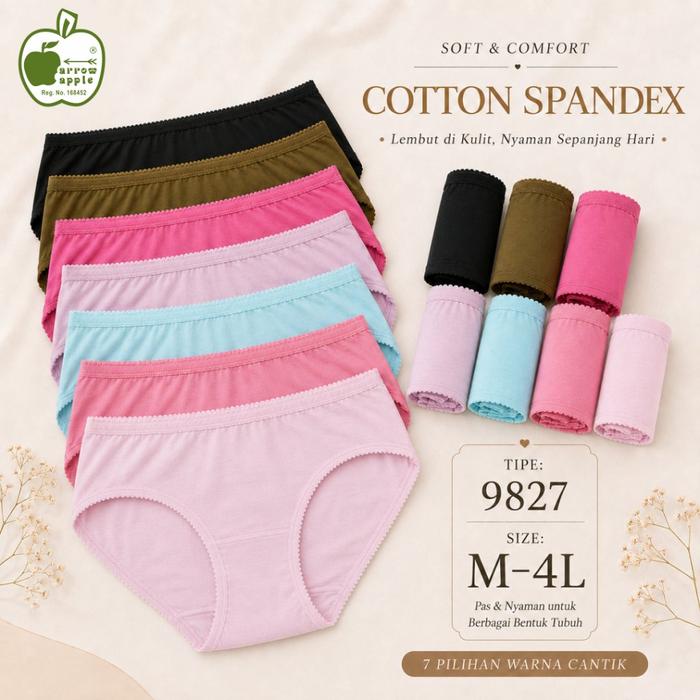5 pcs x [ARROW APPLE / SOREX] CD Wanita Cotton Spandex | Celana Dalam Katun Stretch Breathable Nyama
