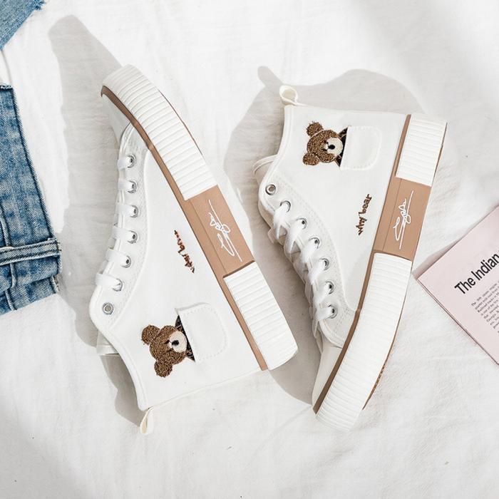 New Arrival FREE BOX LIVY Sepatu Renjun Kanvas Wanita Bordil Bear Fashion Korean Shoes Casual Cewek