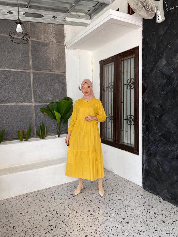 ALEYA MIDI DRESS - BAHAN CUTTON POPLIN