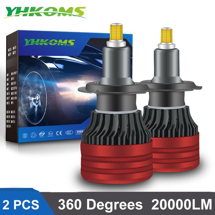 YHKOMS H1 H7 LED 6 Sisi Lampu Depan Mobil LED 3D Lampu Depan Mobil