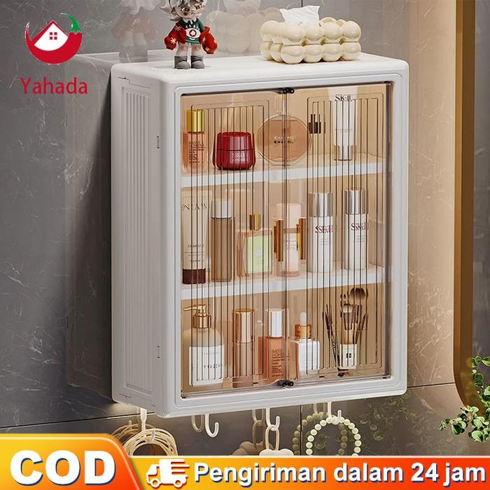 Yahada Rak Dinding Tempel Rak Kamar Mandi Tempel Rak Bumbu Dapur Dinding Plastik Dapur Lemari Dindin