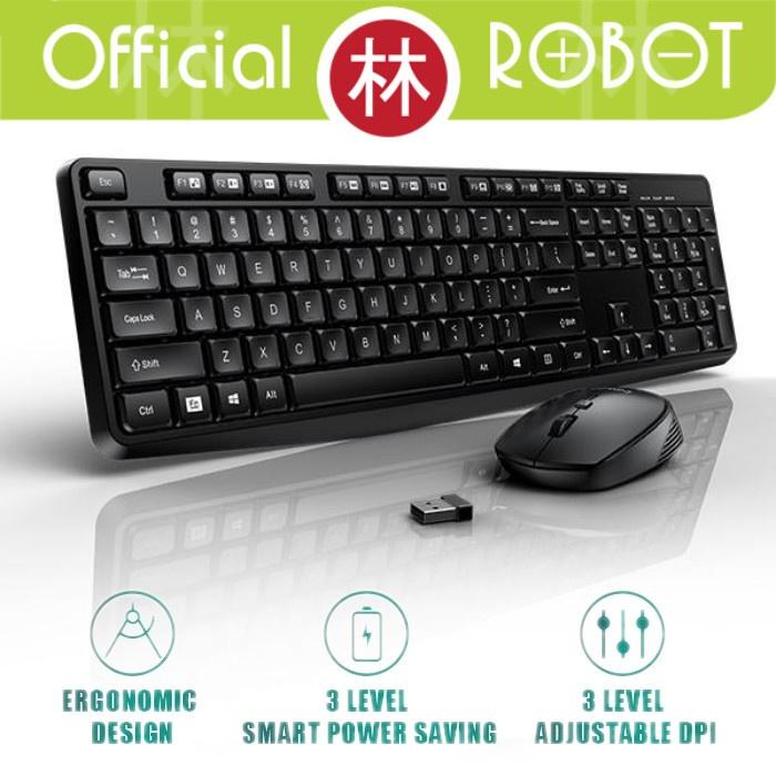 ROBOT KM3100 Wireless Keyboard Mouse Combo Hitam - Set Keyboard Mouse Nirkabel 2.4GHz Portabel