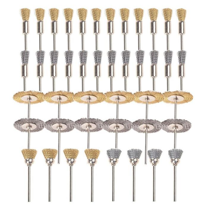 44 Pieces Mini Wire Brush Wheel Cup Brass Steel Wire Brush Set