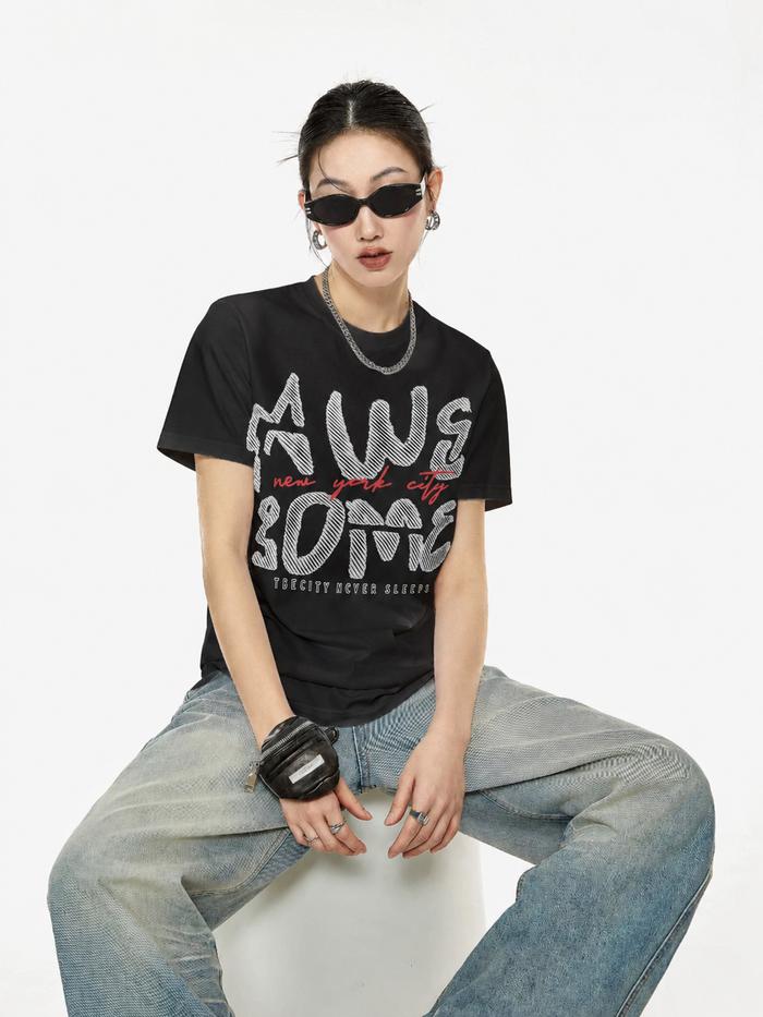 Angin Panas  AWS Some NYC Graphic Tee Oversize Cream