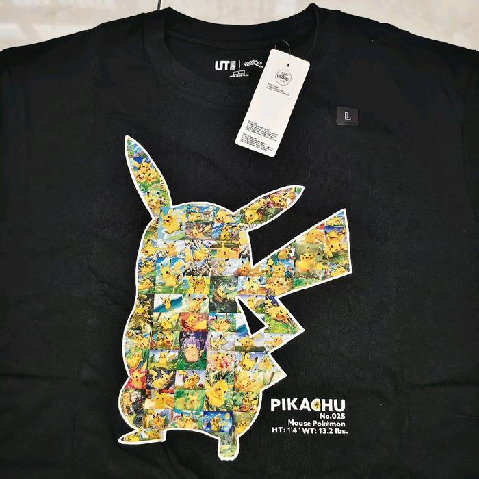 Kaos Tshirt hitam Uniqlo X Pokemon Pikachu Size M / L