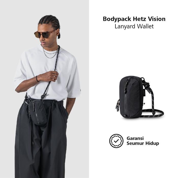 Bodypack Hetz Vision  Travel Pouch Tas Dompet HP Selempang Kecil Ringan dan Kuat - Hitam
