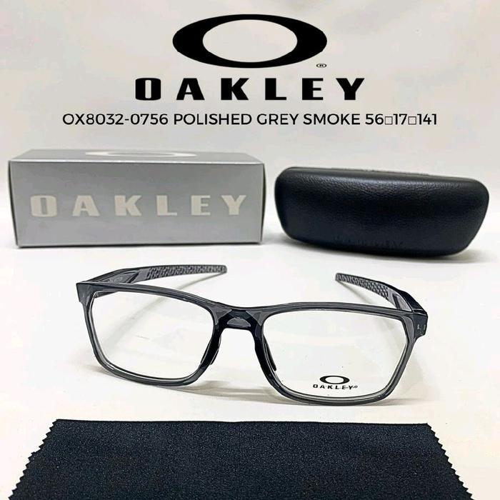Oakley Kacamata OX8032-0756 Polished Grey Smoke 56-17-141 dengan Case dan Kain Pembersih