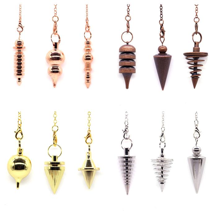 100% Copper Brass Metal Cone Pendant Pendulum Wicca Divination Dowsing Reiki Healing Energy Work Med