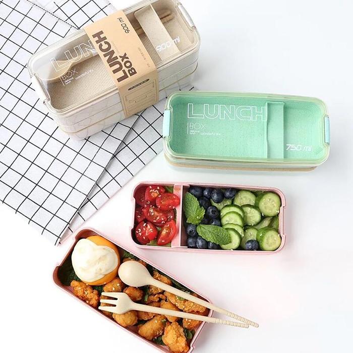 Natural Wheat Straw Bento Box Large Capacity Microwave Safe Lunch Box