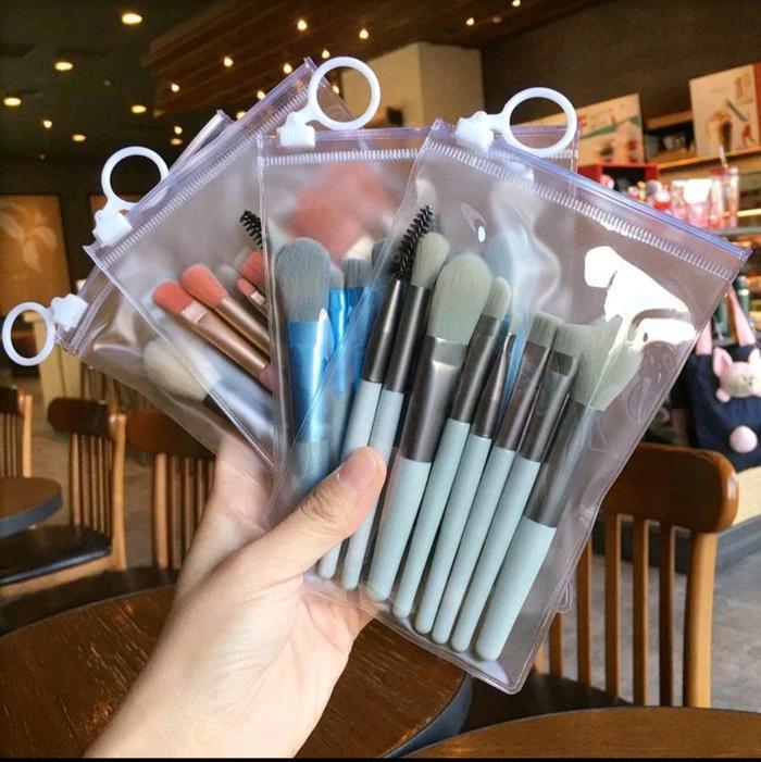 Set Kuas MakeUp Lengkap 1 Set Isi 8pcs - BIRU