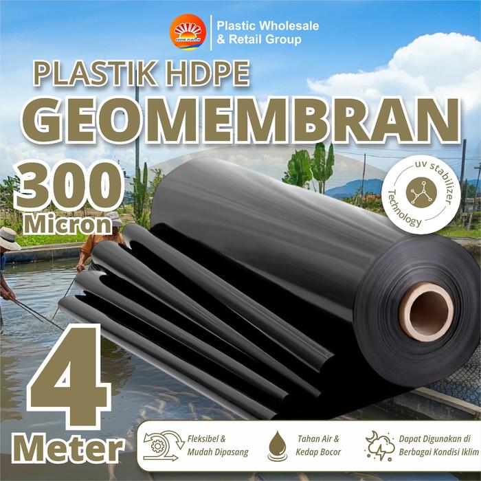 Geomembran HDPE Tebal 300 Micron Lebar 4 Meter