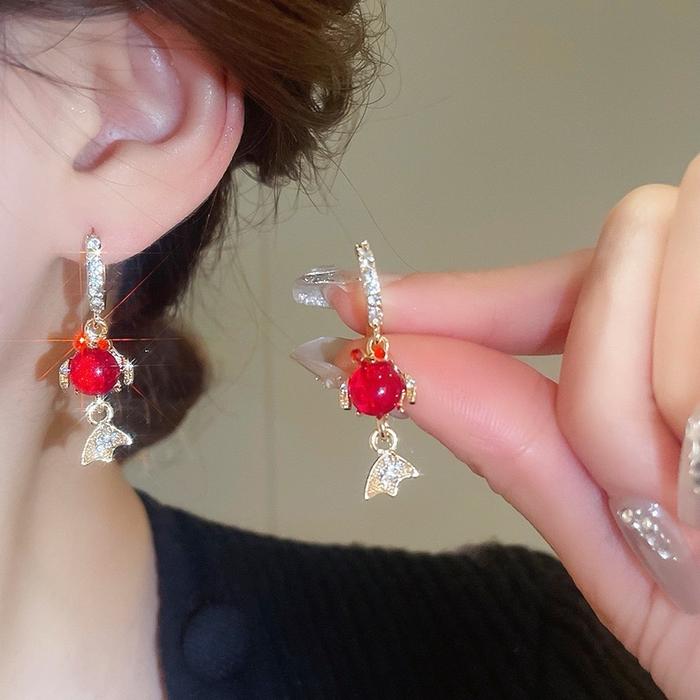 (PREMIUM QUALITY) Anting motif ikan goldfish diamond earrings