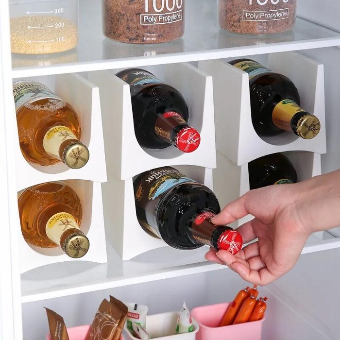 Rak penyimpanan bir kulkas Jepang, 6pcs rak penyimpanan minuman bir