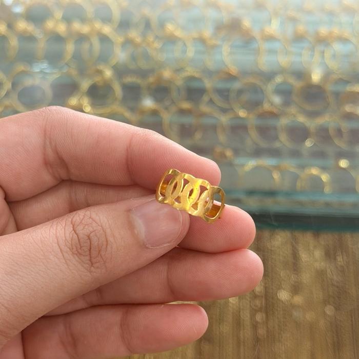 Cincin emas asli dewasa 22k model rantai coco mewah - cincin emas asli toko emas Ghaza - jaminan ema