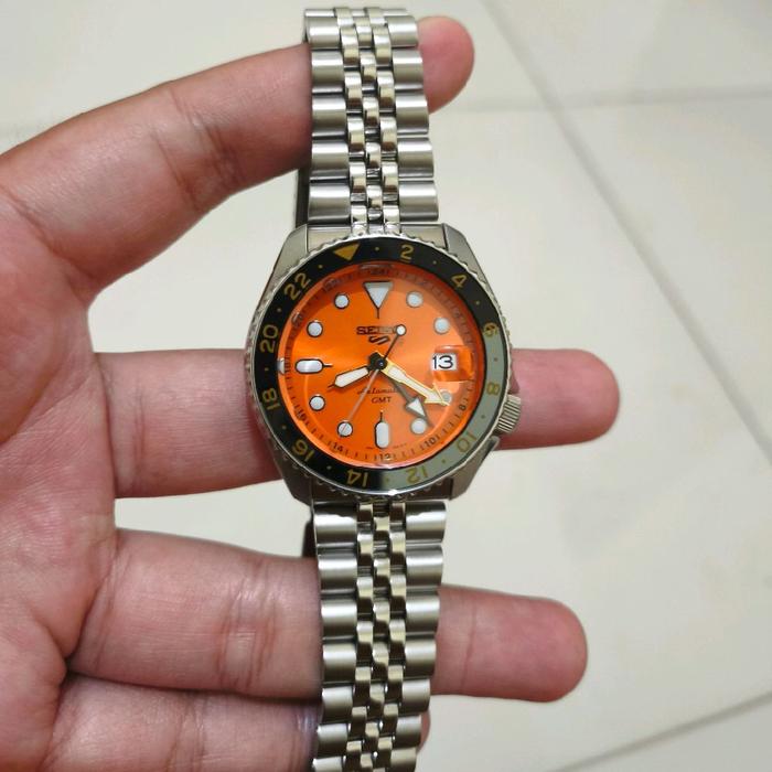 Seiko 5 SSK005K1 GMT Series Mikan Orange Automatic Stainless Second
