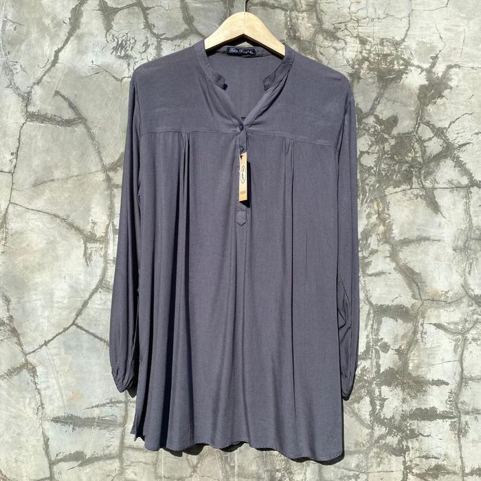ready blouse atasan kemeja polos Magenta baju wanita perempuan muslimah rayon jumbo Busui Friendly