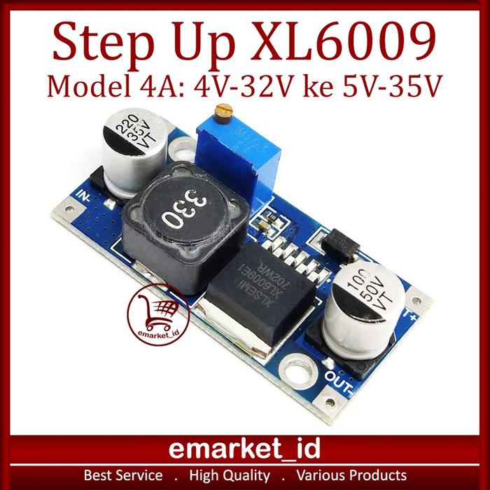 Step Up DC-DC 4A XL6009 4V-32V ke 5V-35V / XL6009E1 LM2577 DC Boost Converter Modul Adjustable